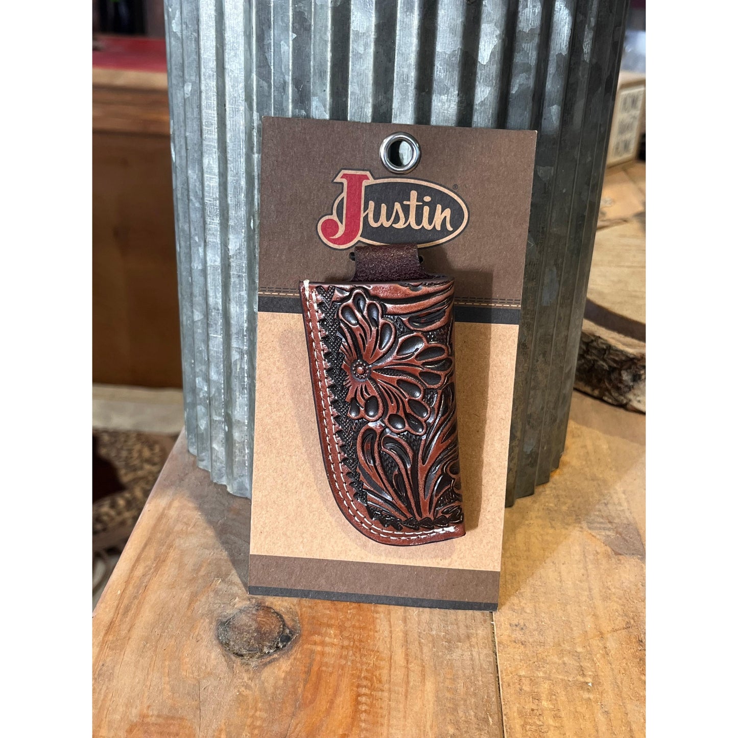Justin Men's Embossed Leather Knife Sheath - Brown