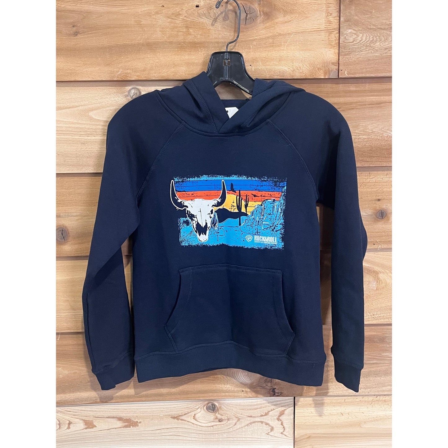 Rock & Roll Boy's Graphic Skull Print Hoodie - Navy