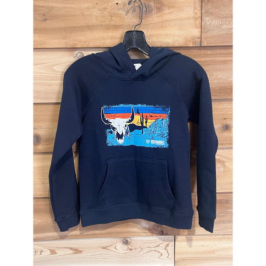 Rock & Roll Boy's Graphic Skull Print Hoodie - Navy