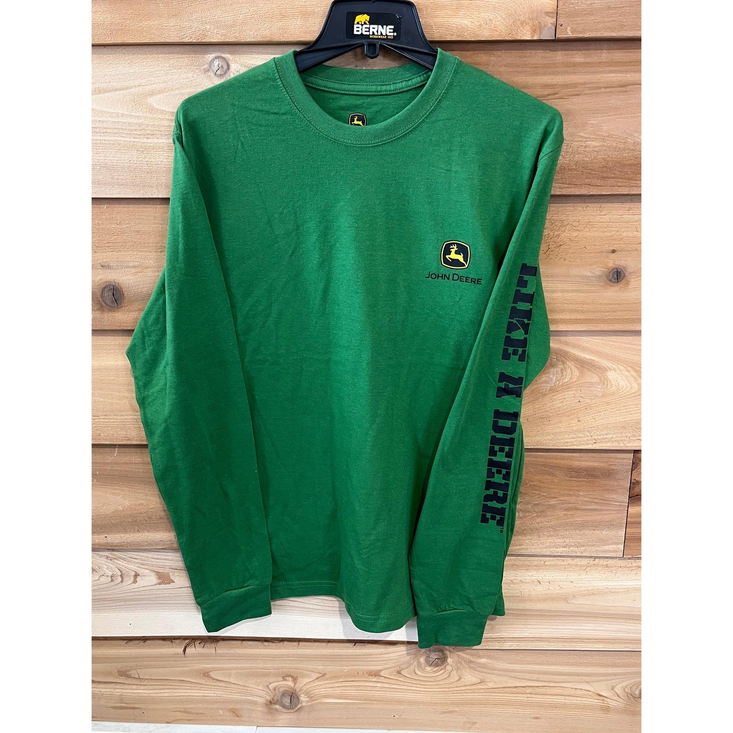 John Deere Nothing Runs Like a Deere Long Sleeve Shirt- JD Green