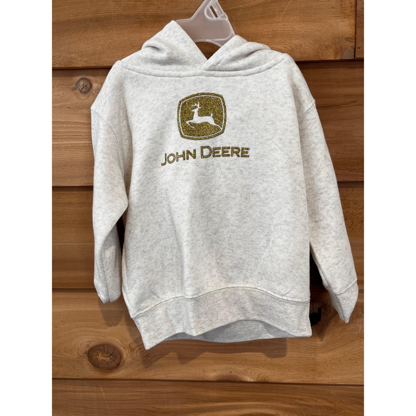 John Deere Toddler Glitter Hoodie - Ivory