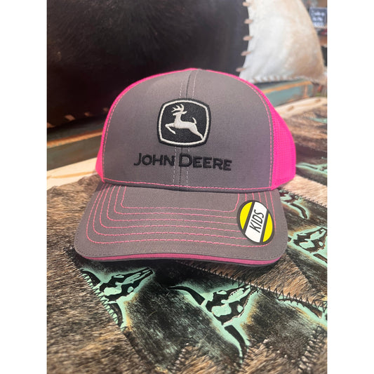 John Deere Kid's Cap with Mesh Back - Charcoal/Pink