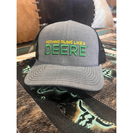 John Deere Nothing Runs Like a Deere 3D Embroidered Cap - Heather Grey/Black
