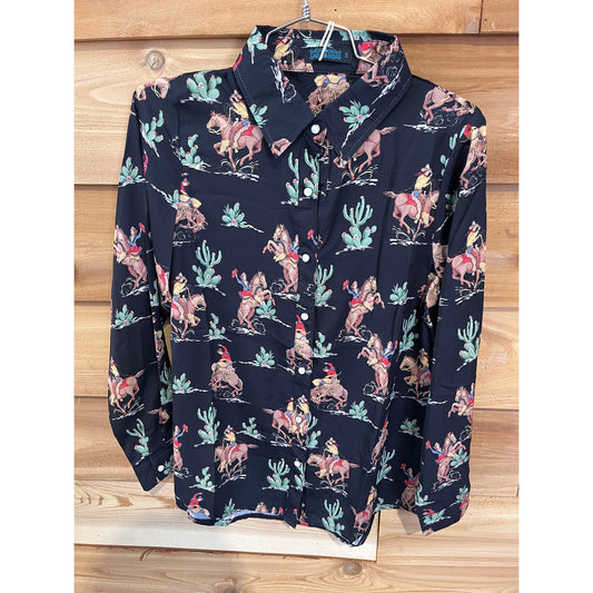 Fashion Express Women's Rodeo Cactus Button Up Shirt