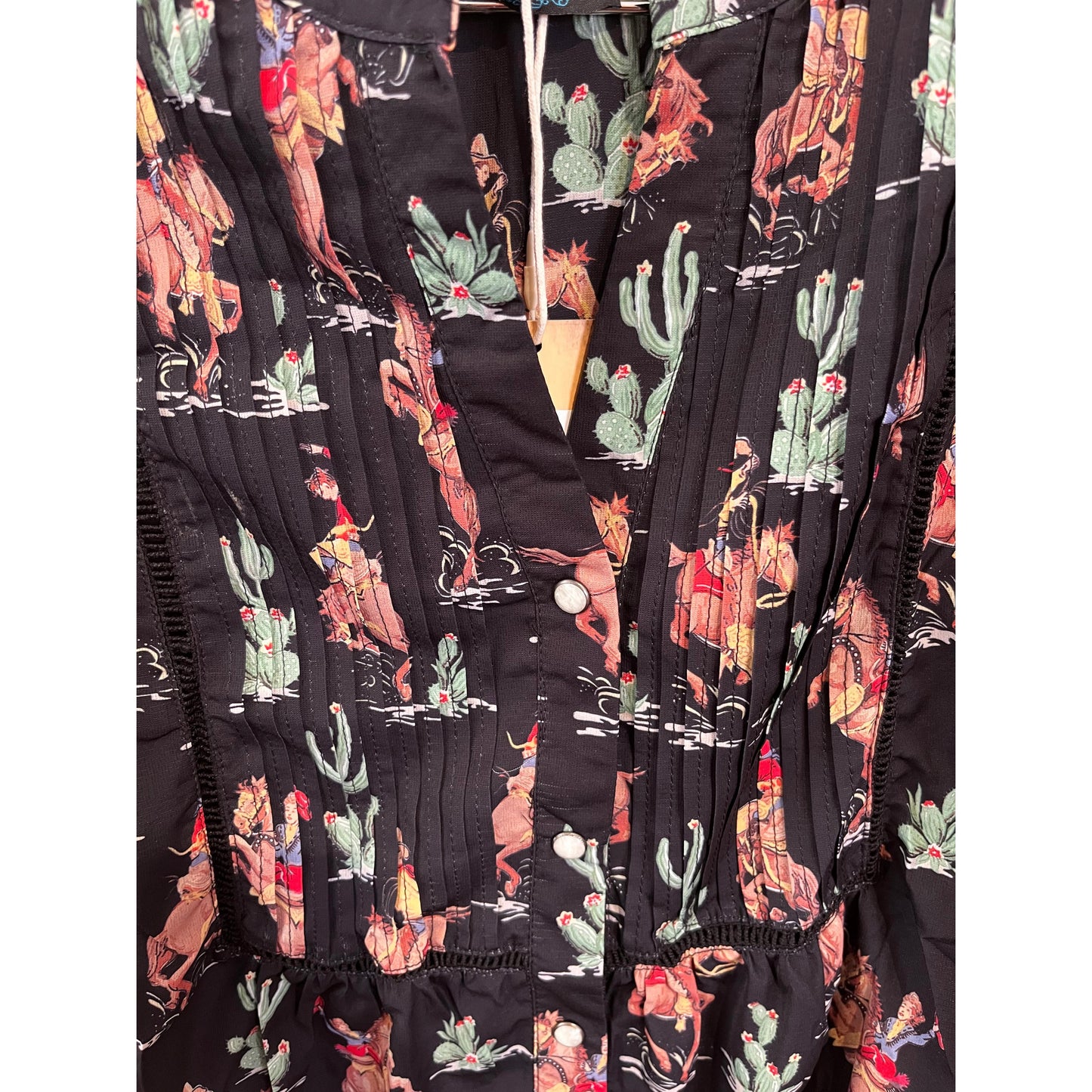 Fashion Express Women's Western Cactus Dress- Black