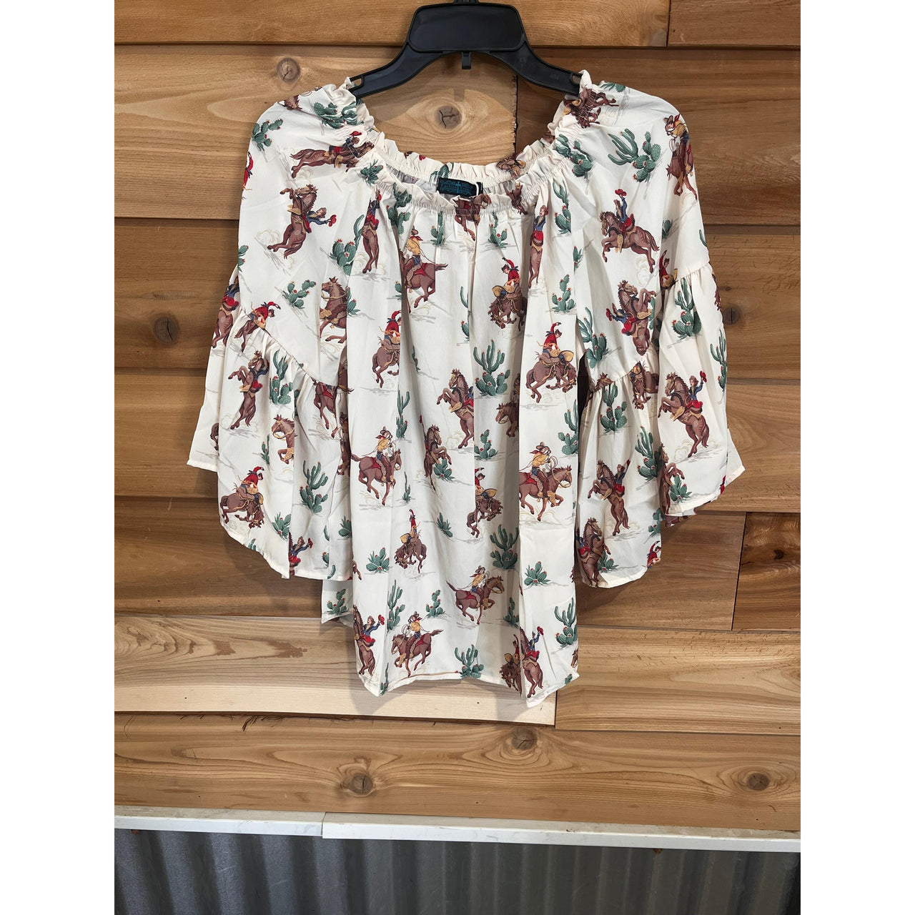 Fashion Express Women's Cactus Rodeo Shirt- Beige