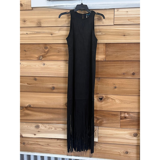 Fashion Express Women's Fringe Dress- Black