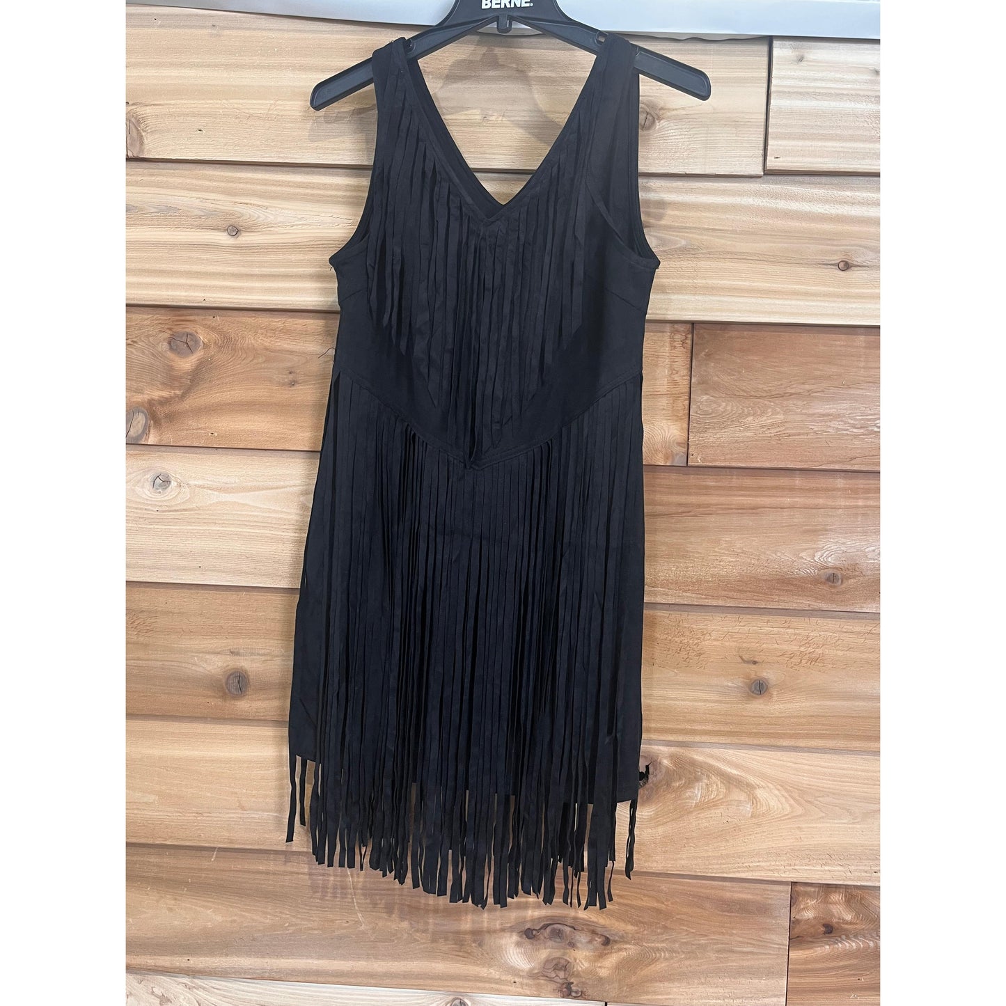 Fashion Express Women's Two Layered Fringe Dress - Black