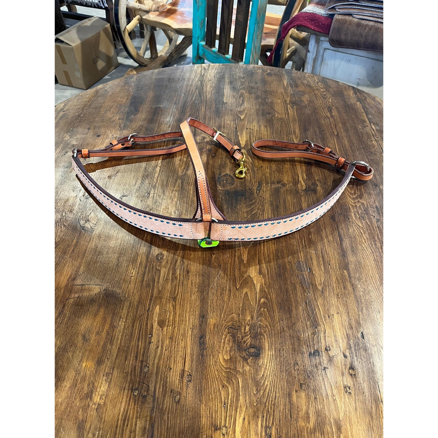 Irvine's Breast Collar 1 3/4" Barrel Rough Out Buckstitch - Turquoise NT