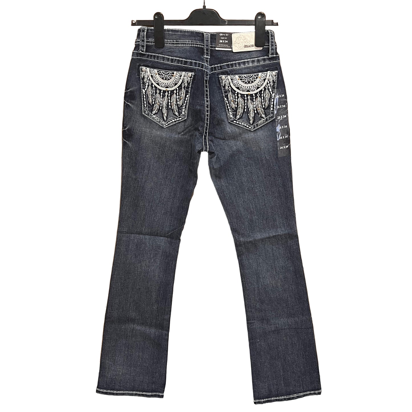 Grace in LA Women's Midrise Feather Bootcut Jeans