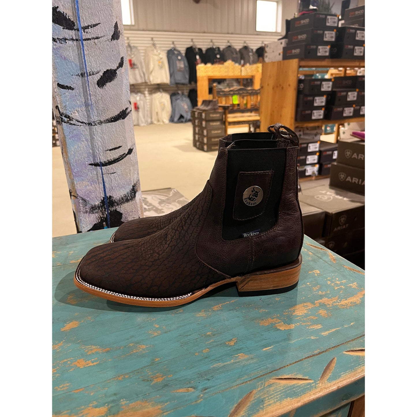 Rock'em Men's Piel Cuello Toro Cafe