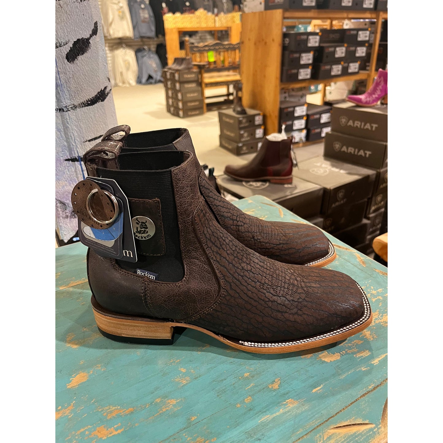 Rock'em Men's Piel Cuello Toro Cafe