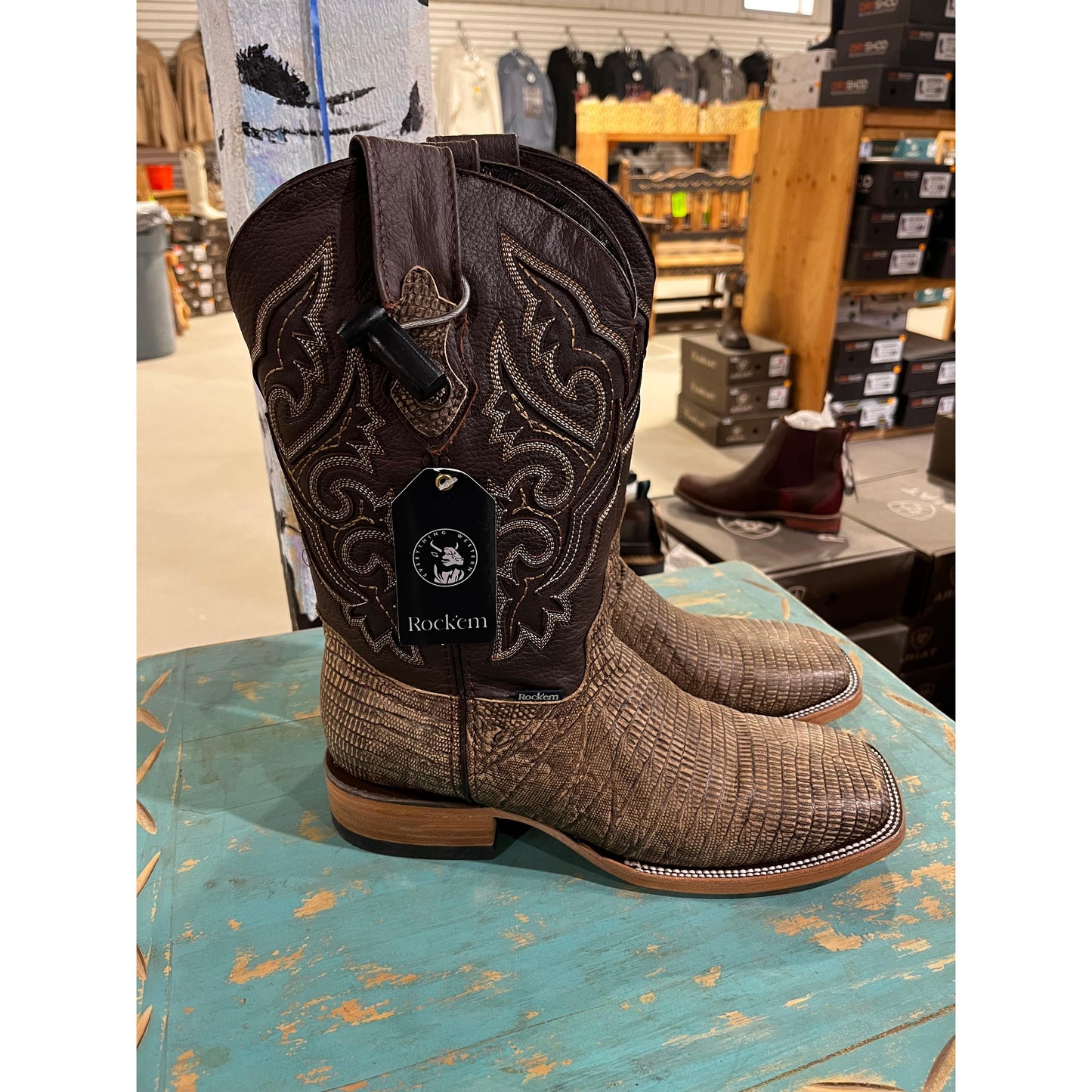 Rock'em Men's Lizard Miel Rust Western Boots