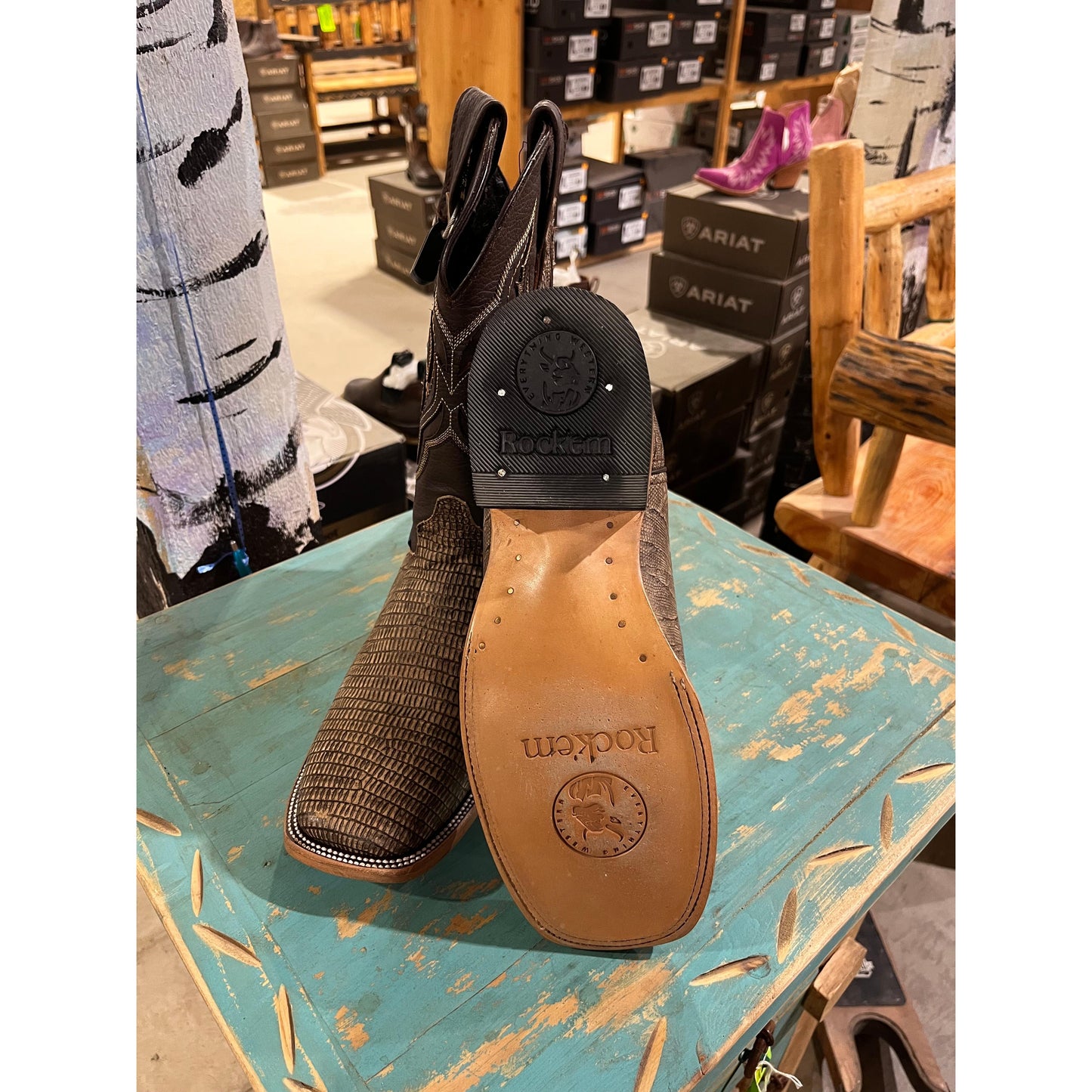 Rock'em Men's Lizard Miel Rust Western Boots