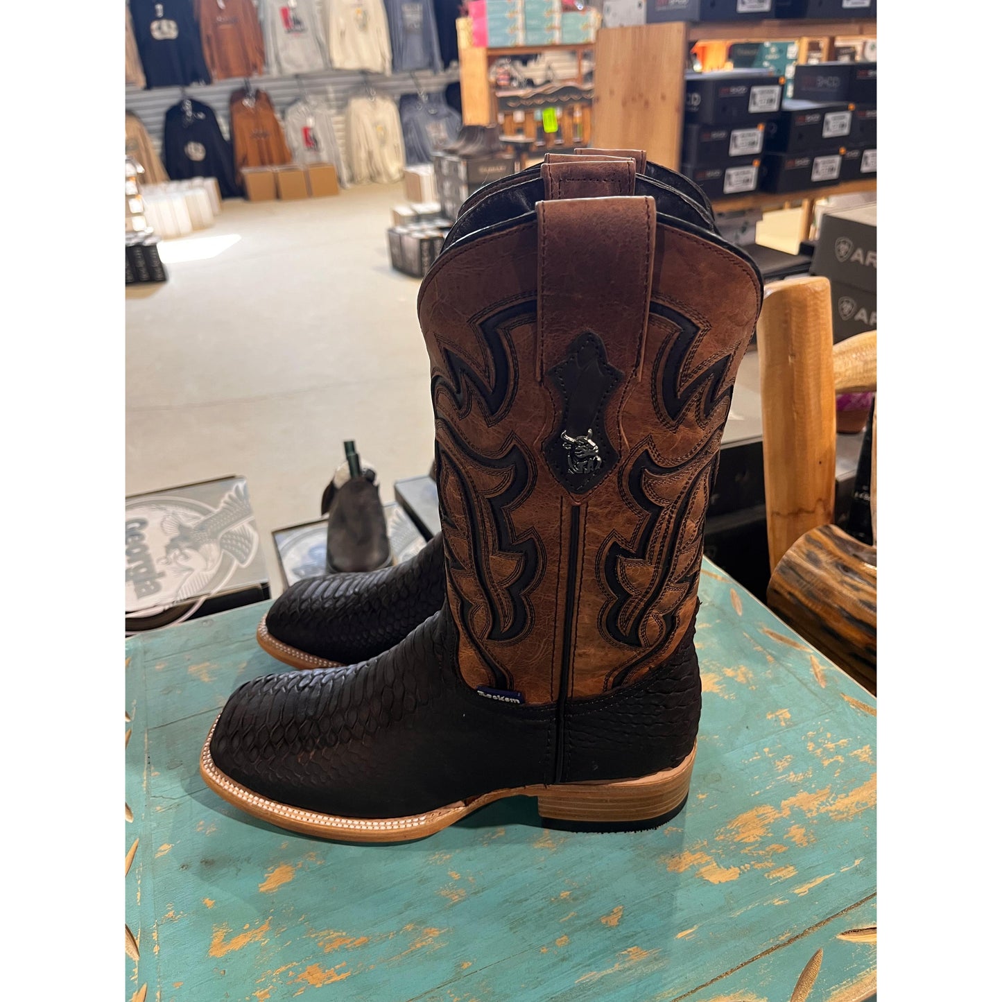 Rock'em Men's Bruce Python Square Toe Cowboy Boot - Matte Brown