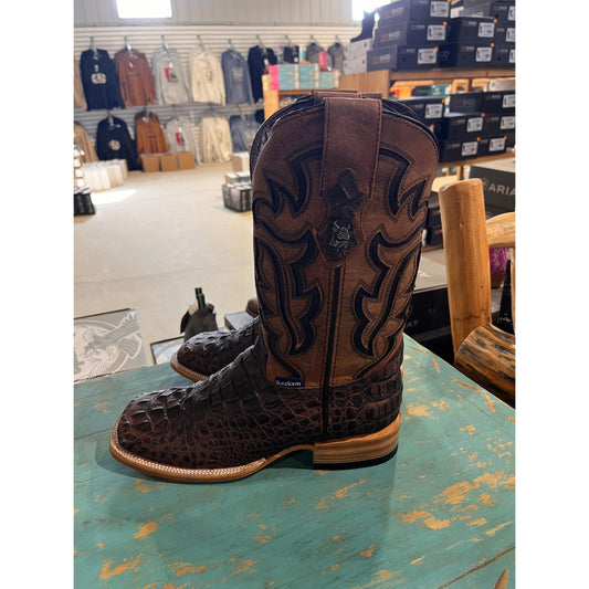 Rock'em Men's Bruce Caiman Hornback Square Toe Cowboy Boot - Matte Brown