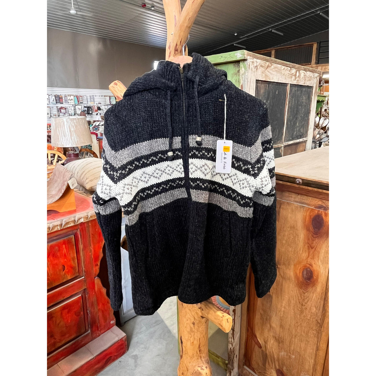 Rugged Earth Wool Jacket w/Hood - Black/Grey