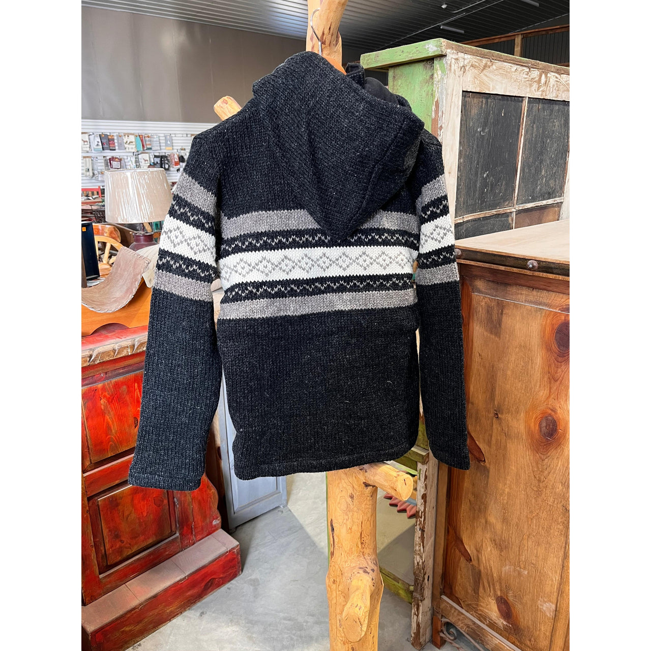 Rugged Earth Wool Jacket w/Hood - Black/Grey