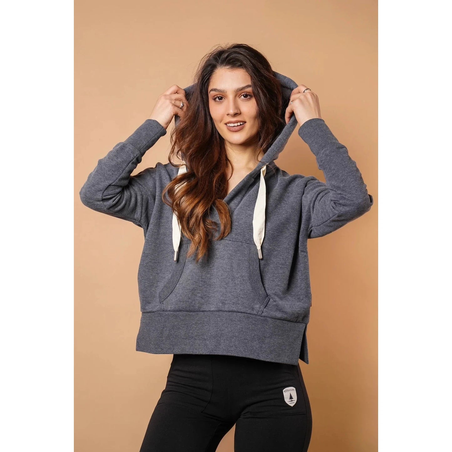 Wanakome Women's Cropped Open Front Hoodie