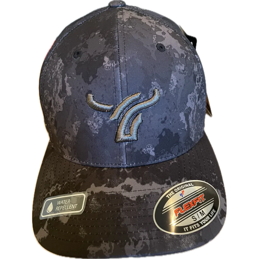 B8 Ranch Apparel Flexfit Veil Camo Cap with Large Logo - Posiedon Black