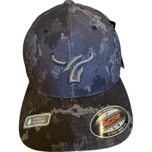 B8 Ranch Apparel Flexfit Veil Camo Cap with Large Logo - Posiedon Black