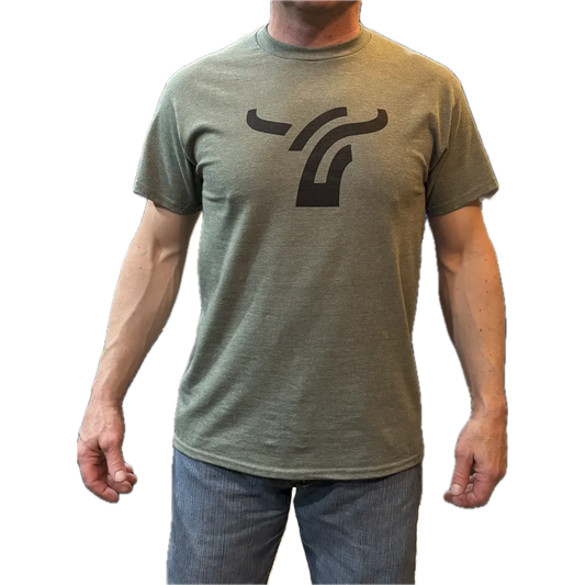 B8 Ranch Apparel Men's Short Sleeve Large Logo Tee Shirt- Military Green