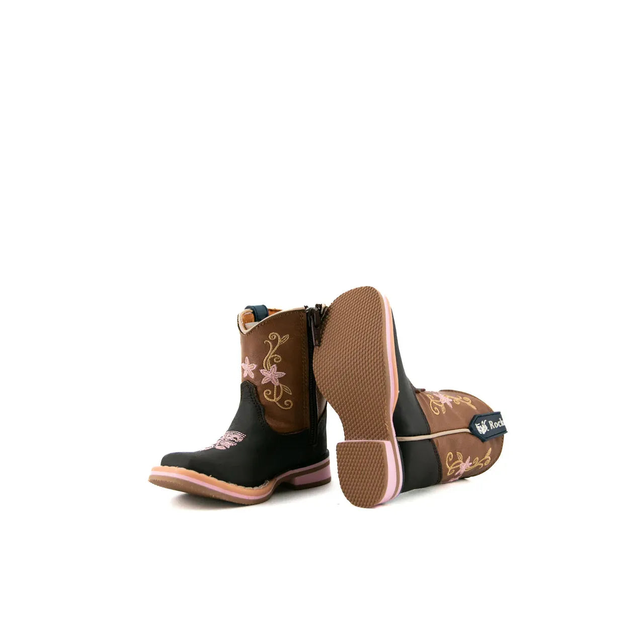 Rock'em Baby Girl Crazy Cafe Honey Flower Boot - Brown/Black