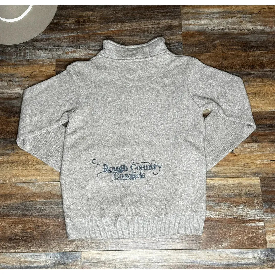 Rough Country Cowboys  Women's Long Sleeve 3/4 zip Sweater- Grey
