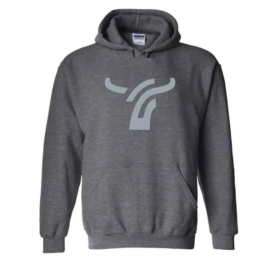 B8 Ranch Apparel Men's Long Sleeve Military Green Large Logo Hoody-Dark Heather Grey