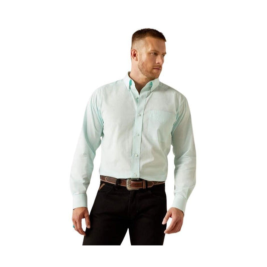 Ariat Men's Long Sleeve Solid Slub Classic Fit Shirt - Mint