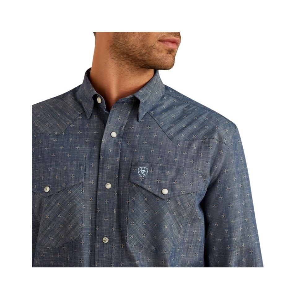 Ariat Men's Long Sleeve Fenix Classic Fit Shirt- Chambray Blue