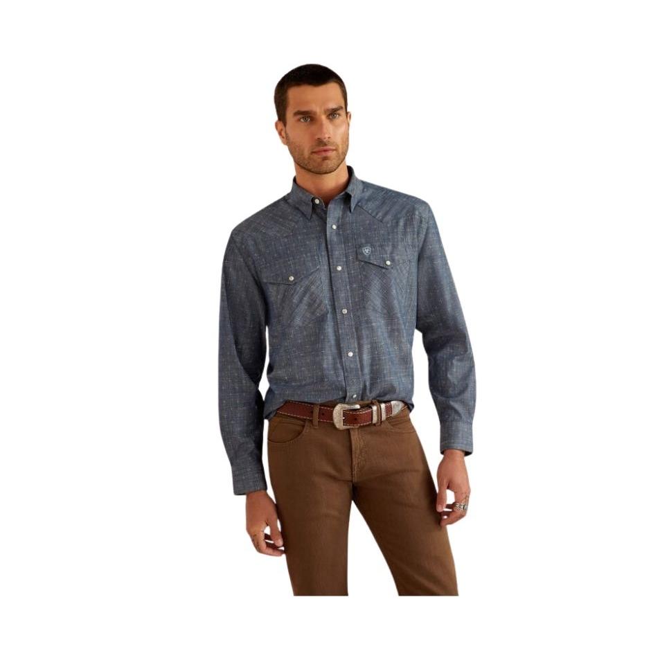 Ariat Men's Long Sleeve Fenix Classic Fit Shirt- Chambray Blue