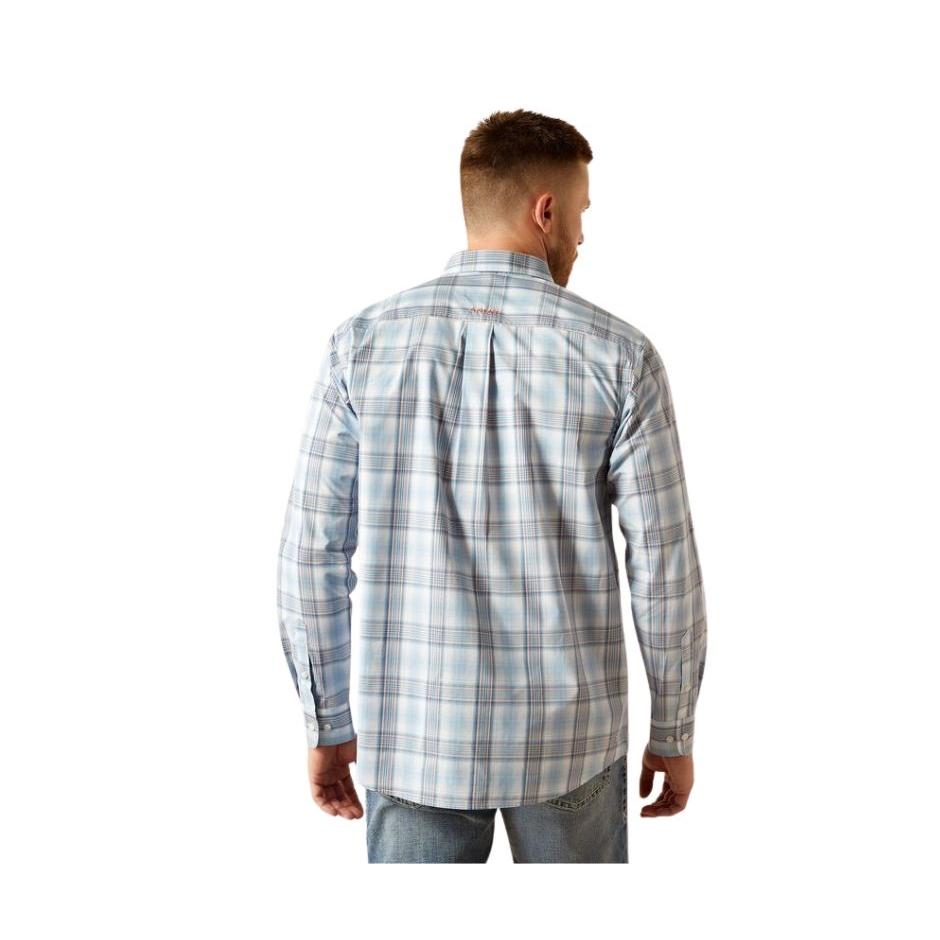 Ariat Men's Long Sleeve Team Finnegan Classic Fit Shirt- Blue/Orange