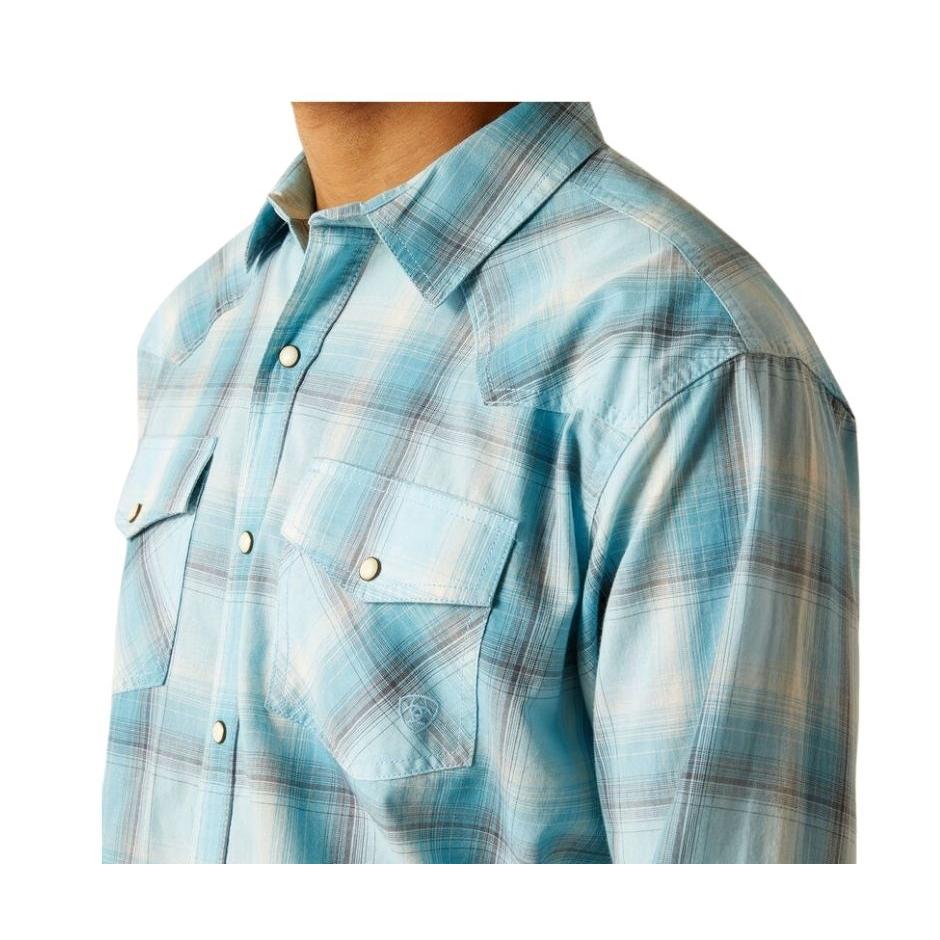Ariat Men's Henryk Retro Fit Snap Long Sleeve Shirt - Crystal Blue