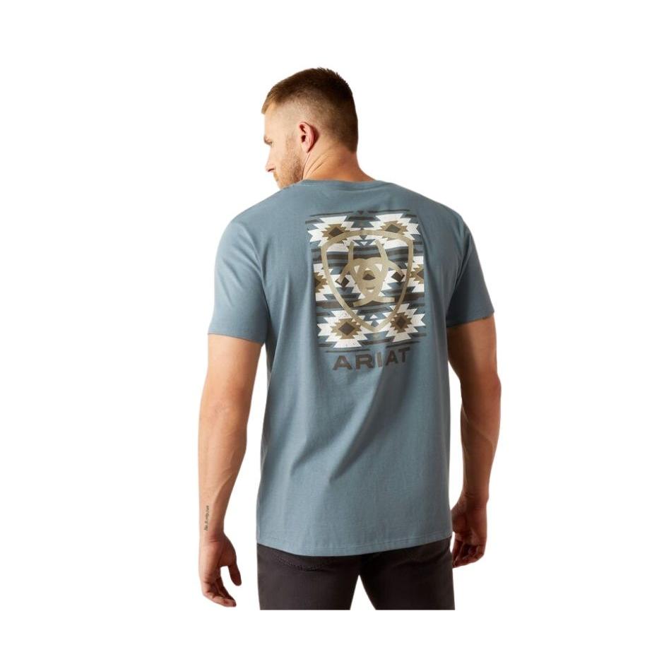 Ariat Men's Short Sleeve Eagle Rock Tee Shirt- Light Denim