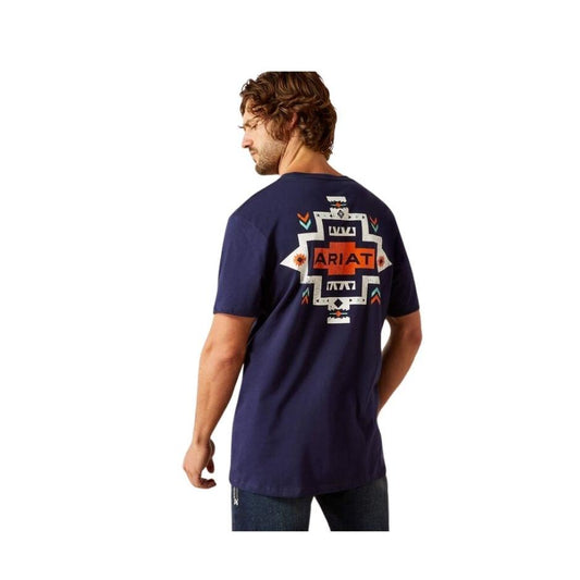 Ariat Men's Short Sleeve Southwest Pocket Tee Shirt- Classic Blue