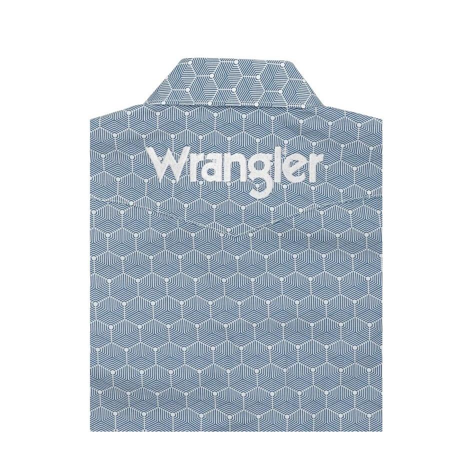 Wrangler Boy's Logo Long Sleeve Shirt- Blue
