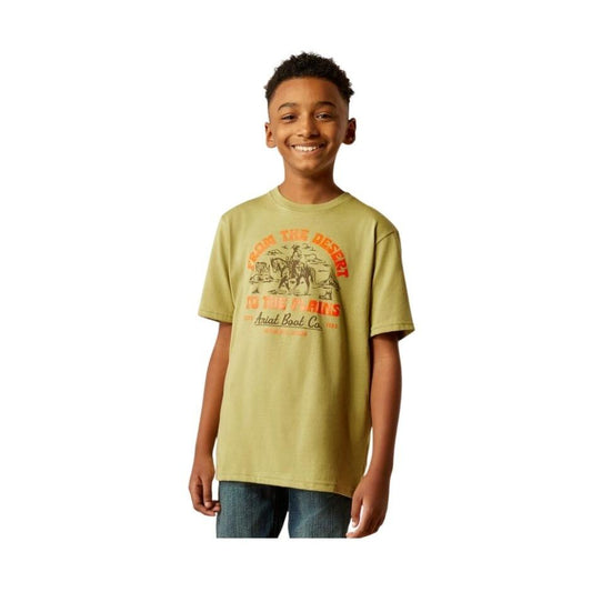 Ariat Boy's Short Sleeve Desert to the Plains Tee Shirt - Tent Green