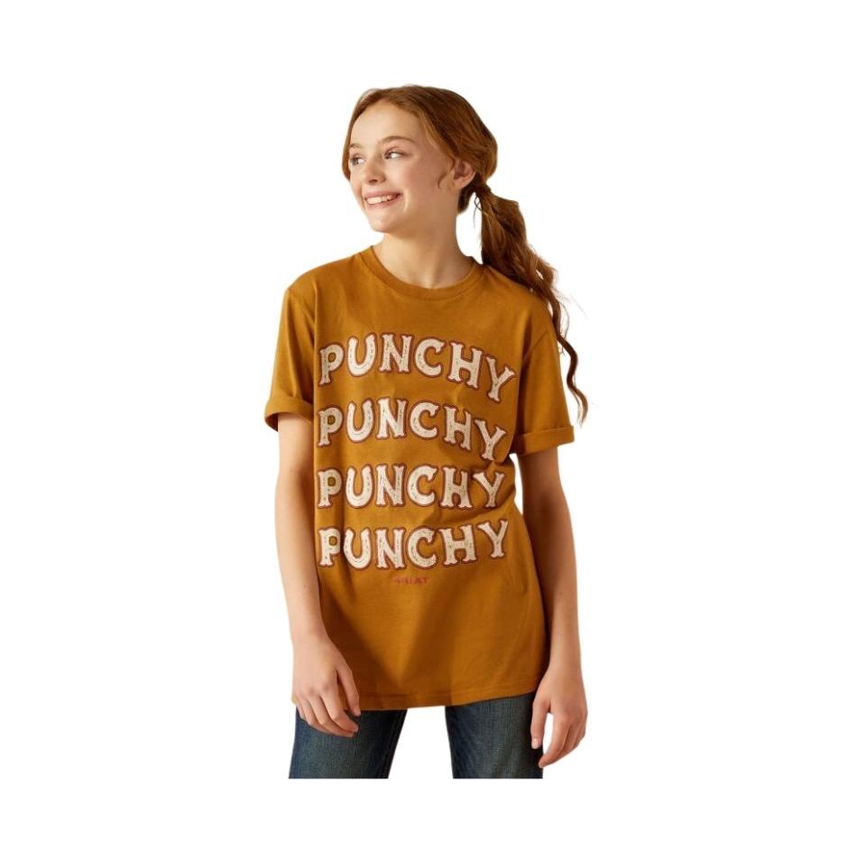 Ariat Girl's Short Sleeve Punchy Rally Call Tee Shirt- Harvest Gold