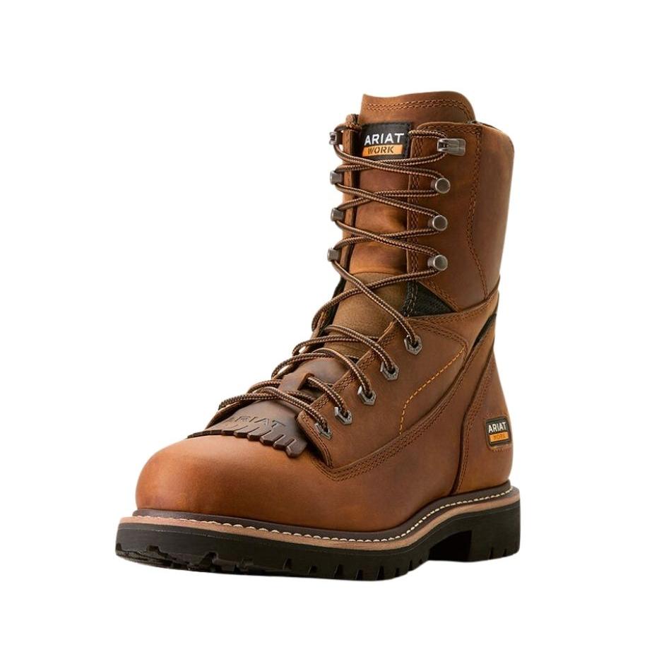 Ariat Men's Longview Shock Shield Waterproof Work Boot 8" - Copper Brown