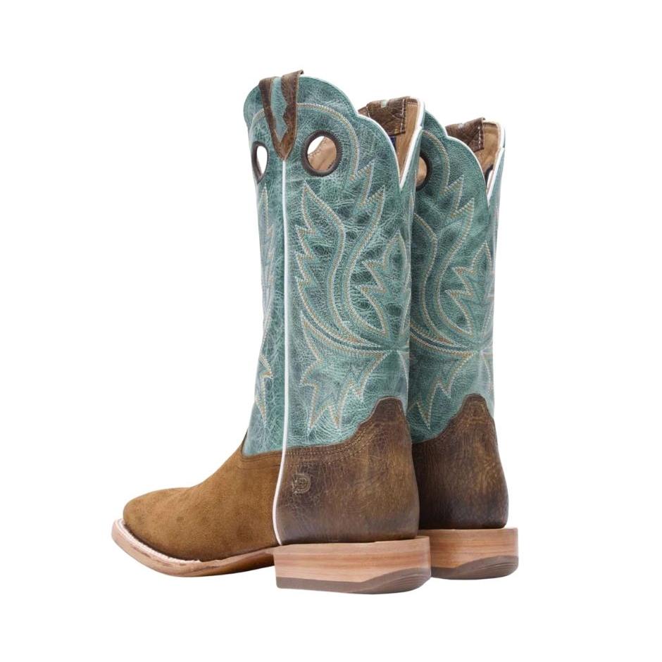Durango Men's PRCA Collection Roughout Western Boots - Whiskey Tobacco/Aqua