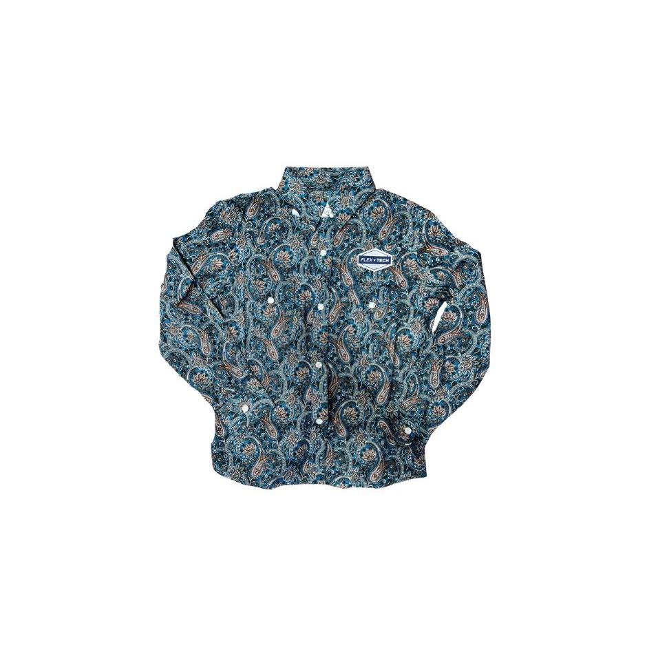 Panhandle Girl's Long Sleeve Paisley Snap Shirt - Teal