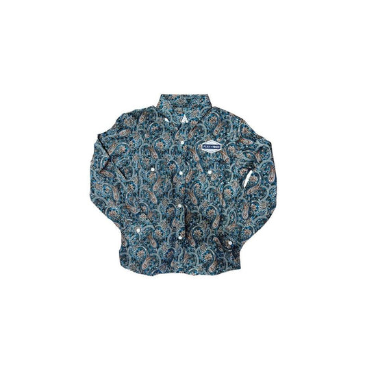 Panhandle Girl's Long Sleeve Paisley Snap Shirt - Teal