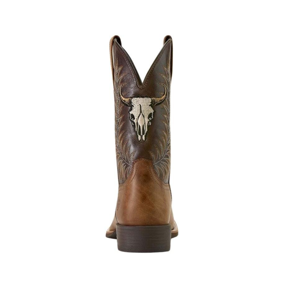 Ariat Men's Sport Steer Skull Wide Square Toe Cowboy Boot- Sandstorm