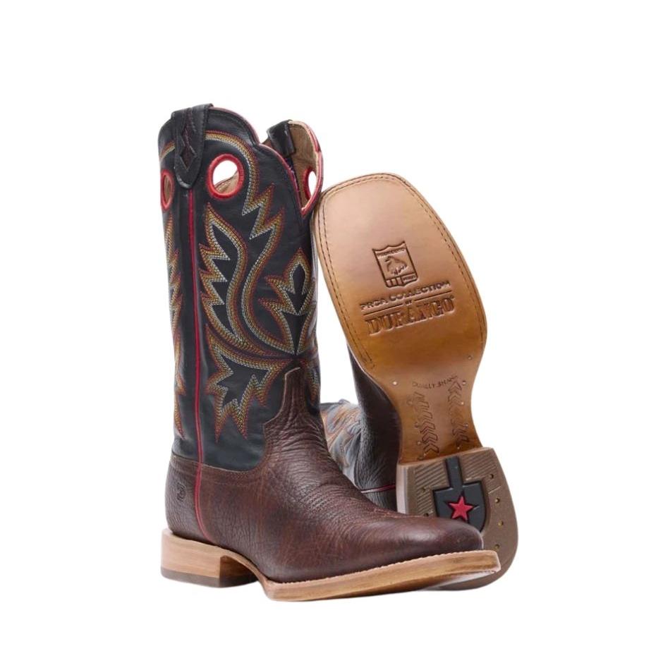Durango Men's PRCA Collection Roughout Western Boots - Chestnut/Black Eclipse