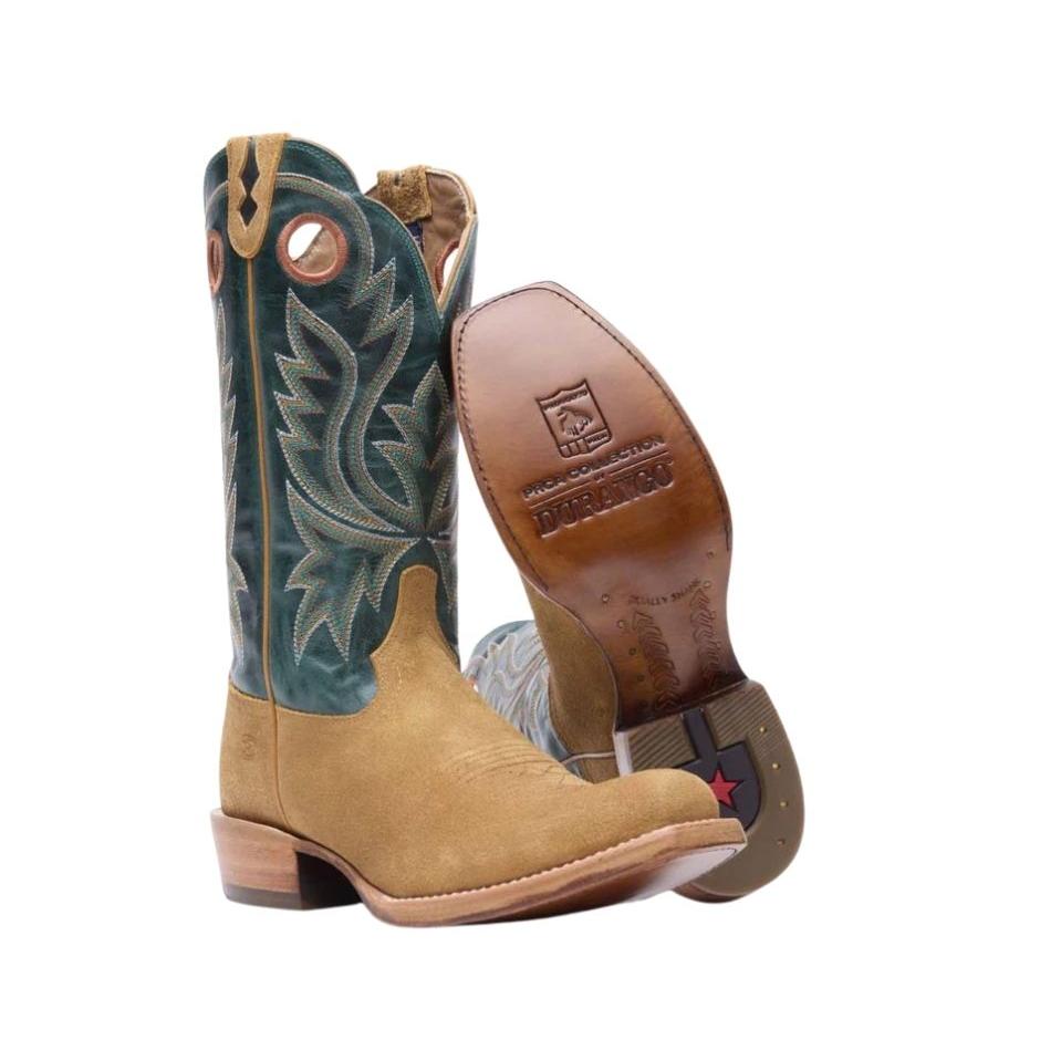 Durango Men's PRCA Collection Roughout Western Boots - Goldenrod/Deep Teal