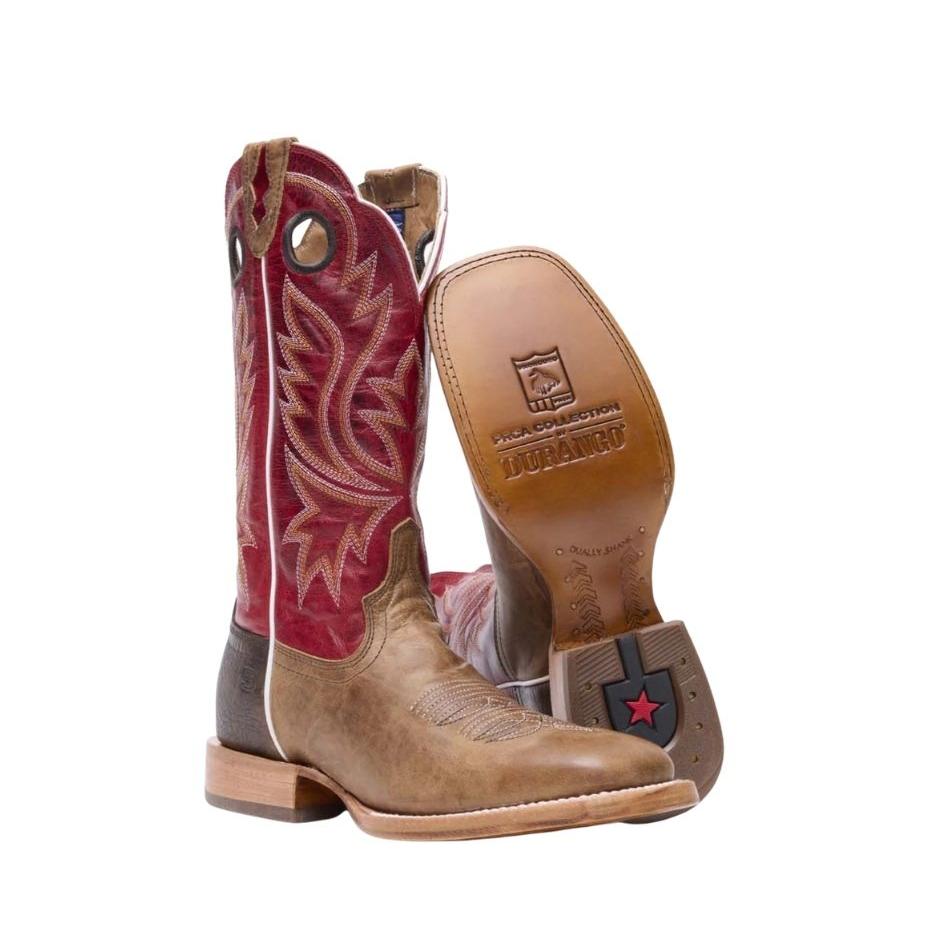 Durango Men's PRCA Collection Bison Western Boots - Sand Tobacco/Cayenne