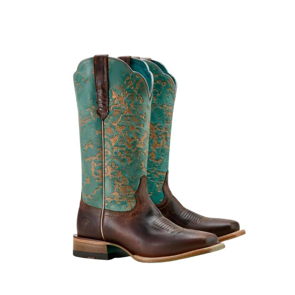 Ariat Women's Frontier Farrah Wide Square Toe Western Boot - Honey Brown