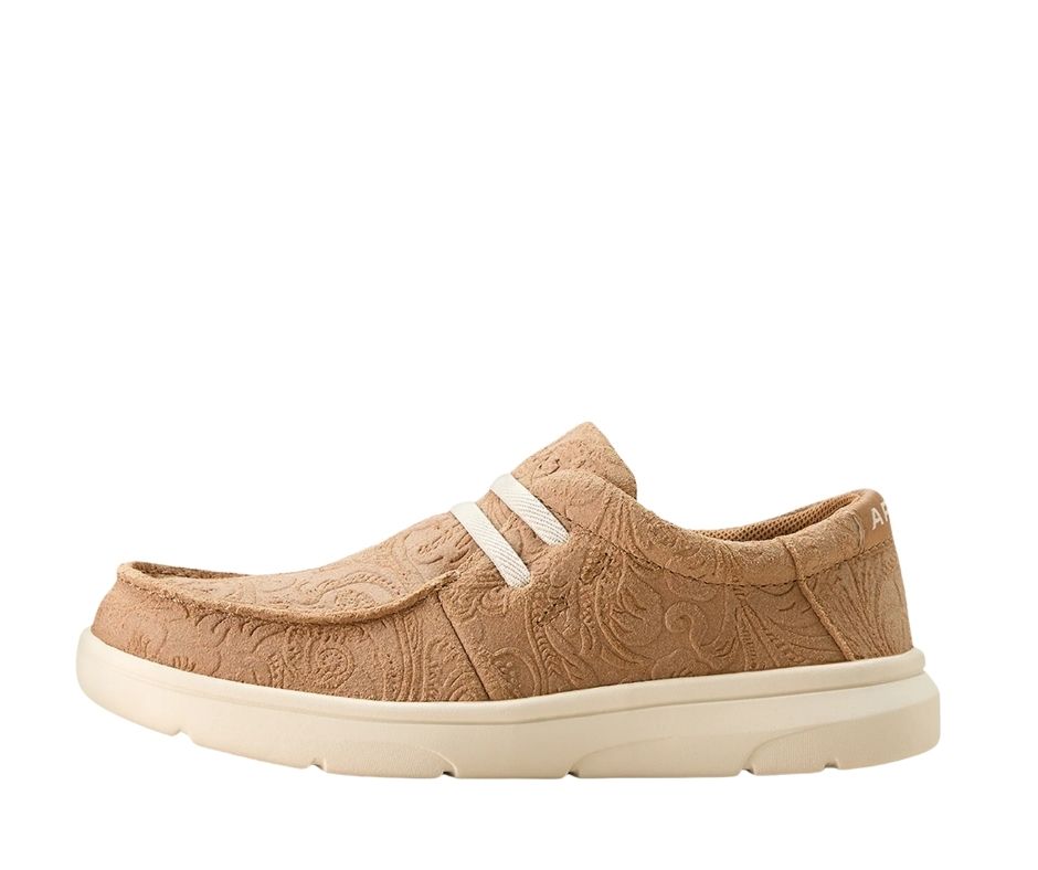 Ariat Youth Hilo Shoes - Tan Floral Embossed