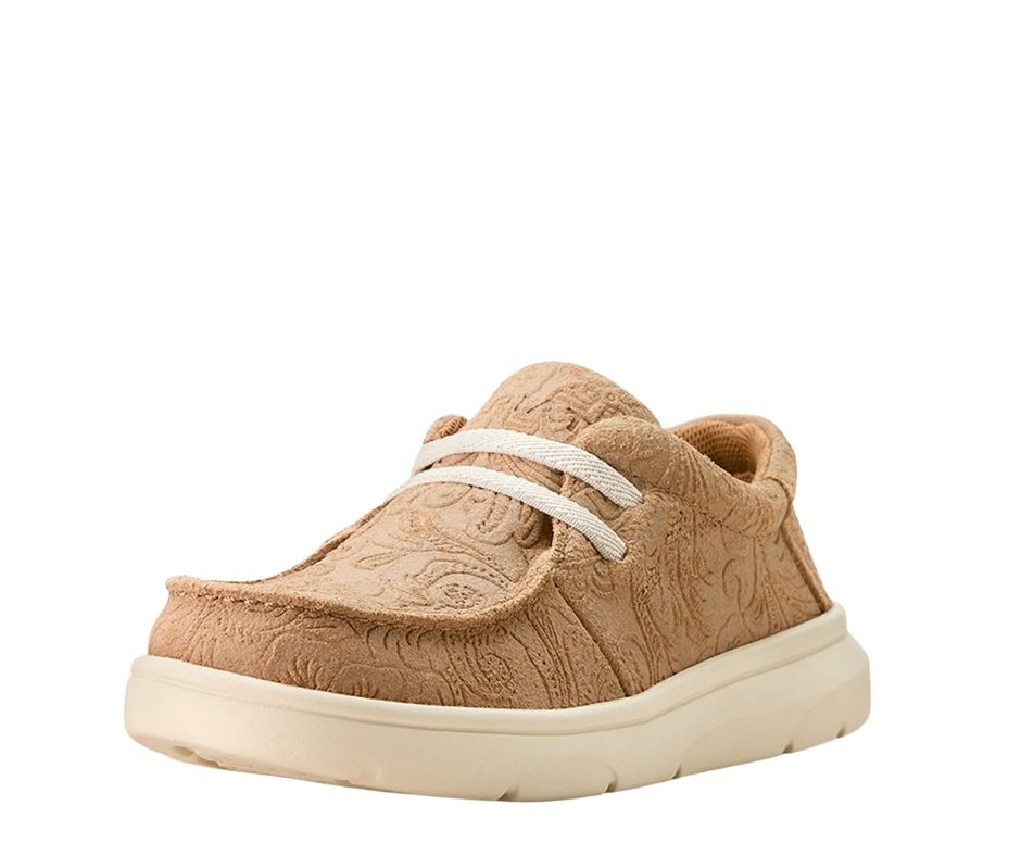 Ariat Youth Hilo Shoes - Tan Floral Embossed